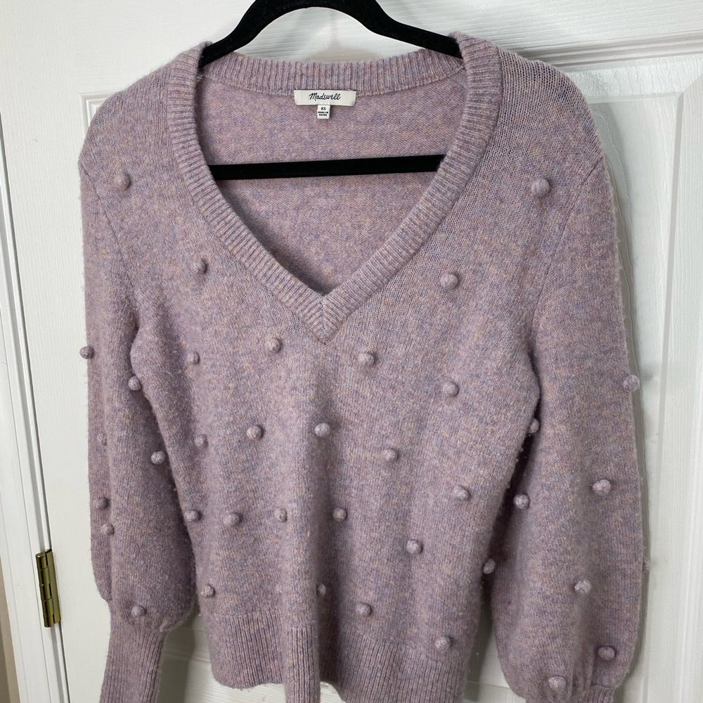 Madewell purple pink long sleeve v neck sweater, size xsmall - Picture 2 of 10